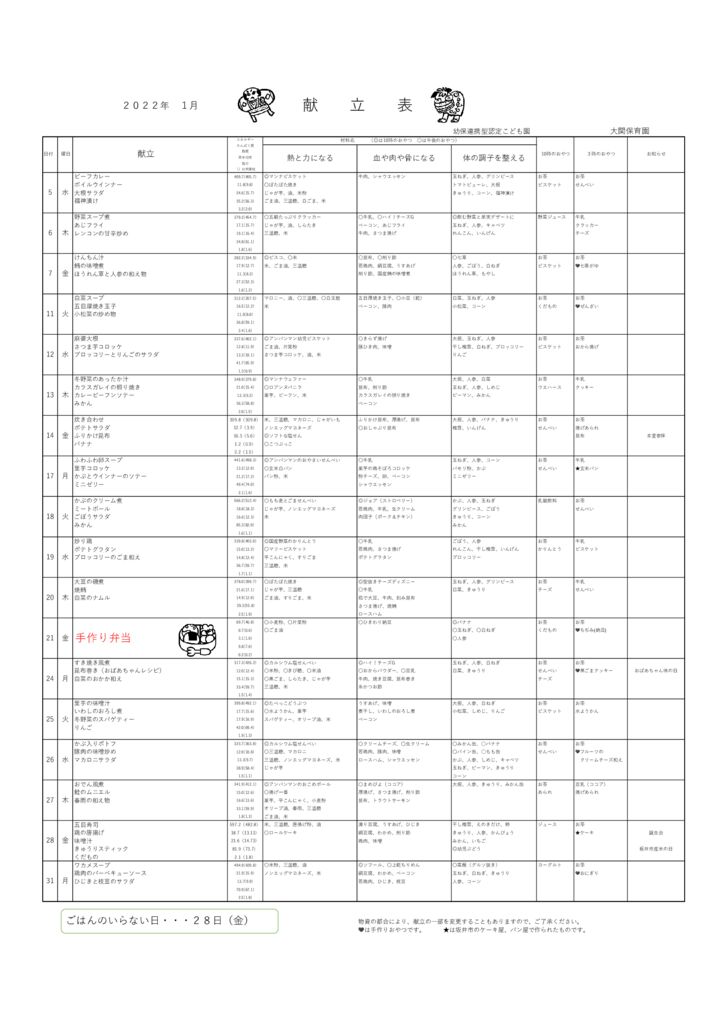 給食だより１月のサムネイル