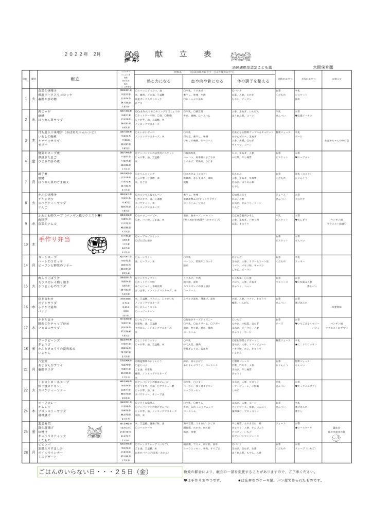 給食だより２月のサムネイル